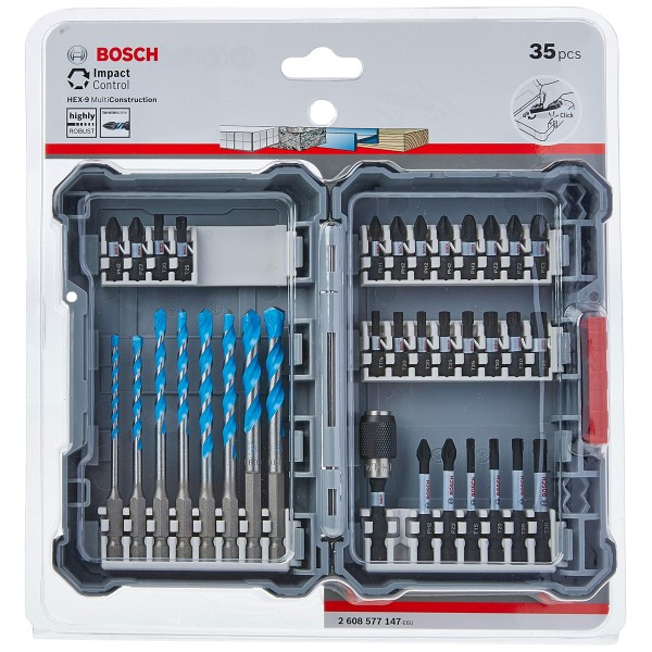 Комплект Bosch Impact Control MultiConstruction и битове за винтоверт, 35 части